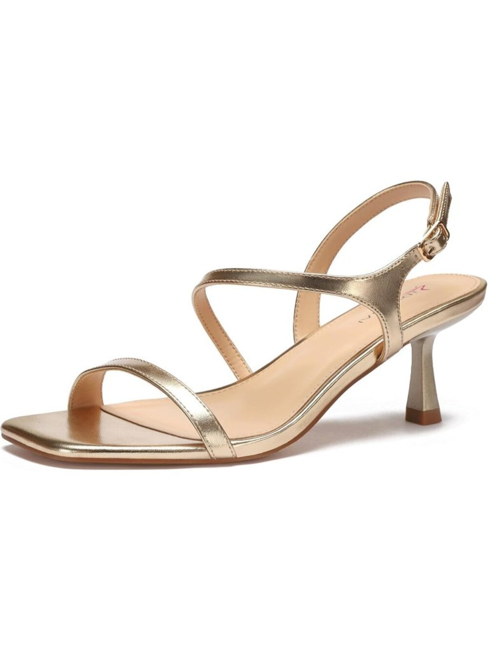 Women's Gold Adjustable Ankle Strap with Comfort and Elegant Heels Sandals